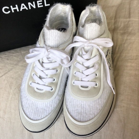 fuzzy chanel sneakers